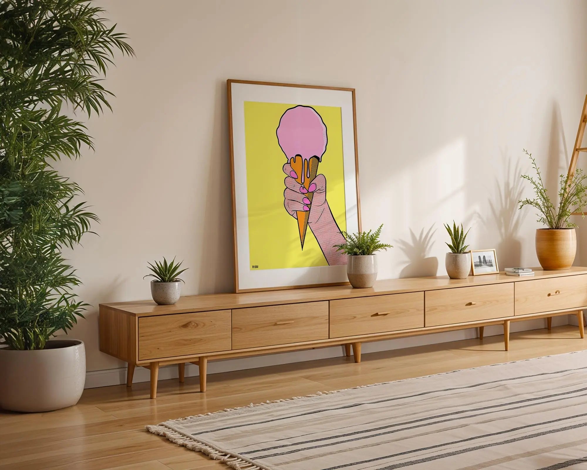 Modern Pop Art | Pink Ice Cream  Print | Retro Summer Kitchen Poster wall art print, modern home decor, unframed artwork by Nomad & Nest