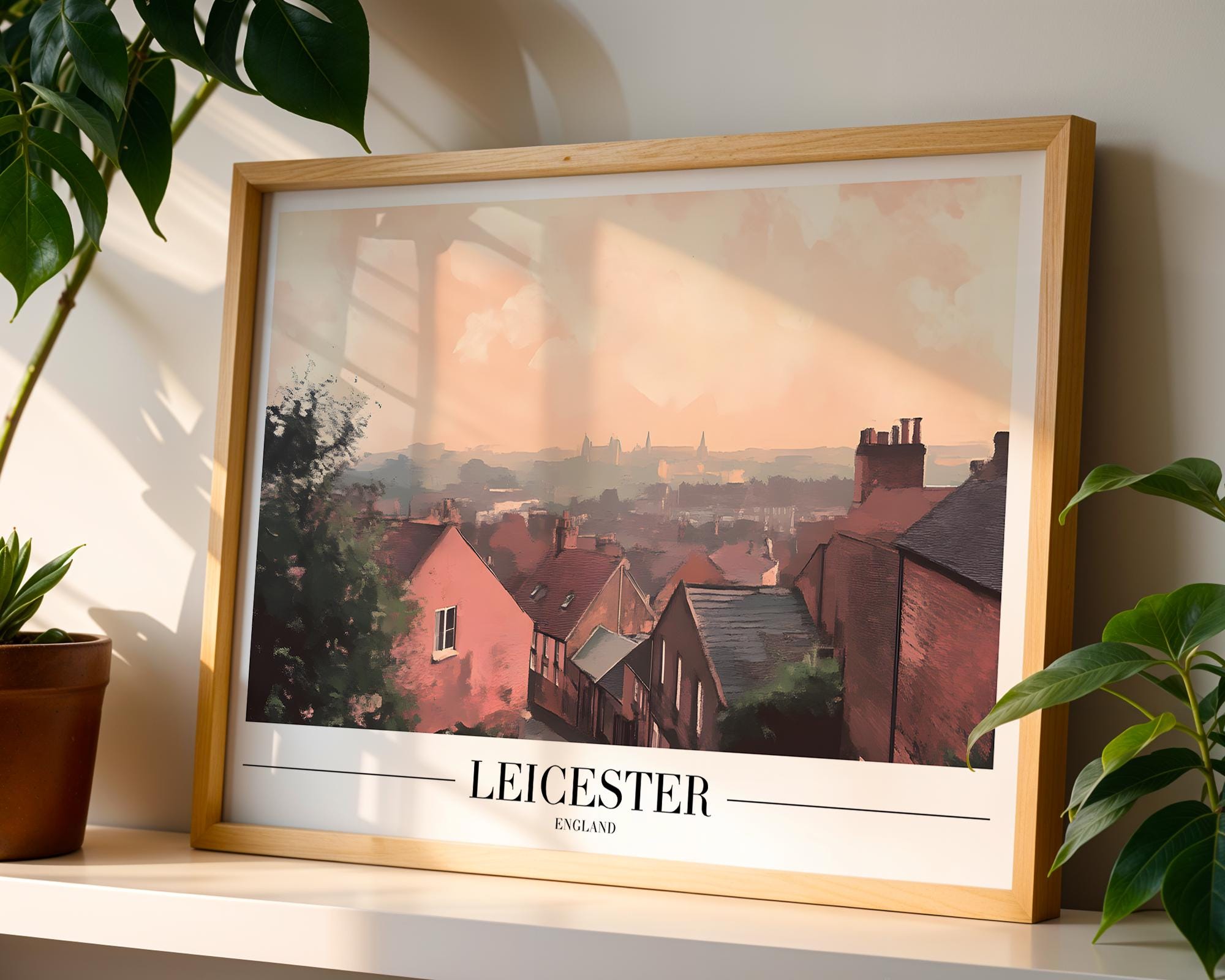 Leicester England Art Print | Sunset Cityscape Wall Decor wall art print, modern home decor, unframed artwork by Nomad & Nest