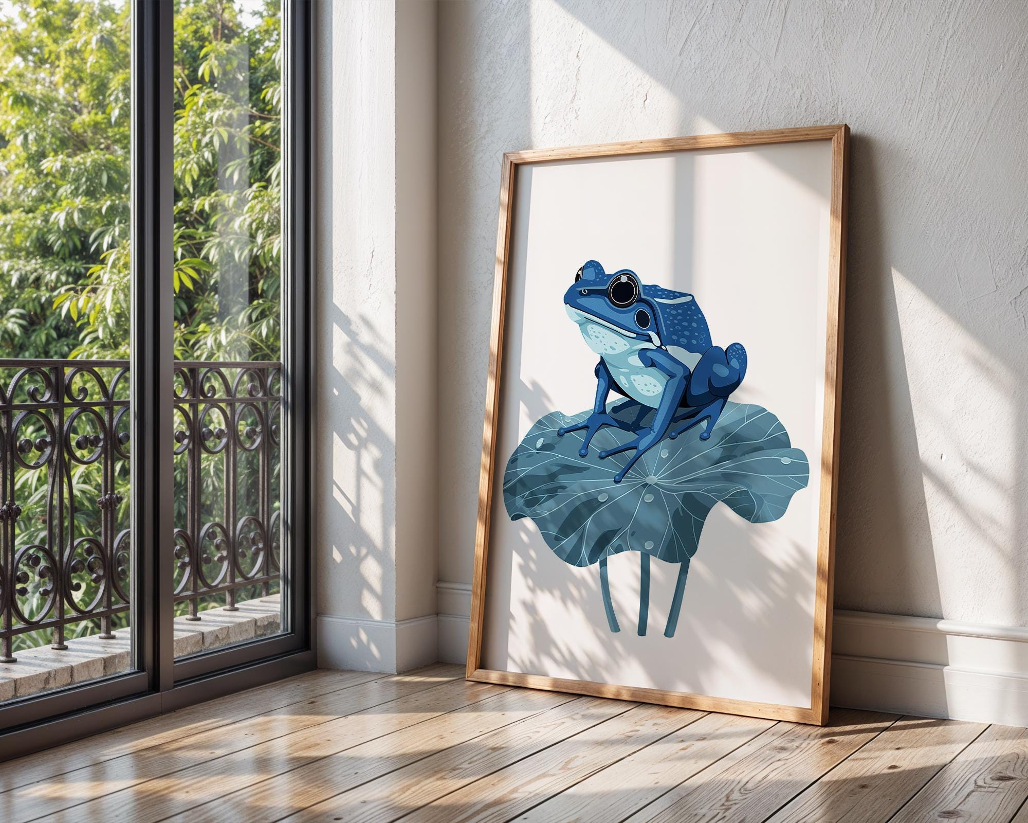 Blue Frog Art Print, Tropical Nursery Decor, Lilly Pad Poster wall art print, modern home decor, unframed artwork by Nomad & Nest