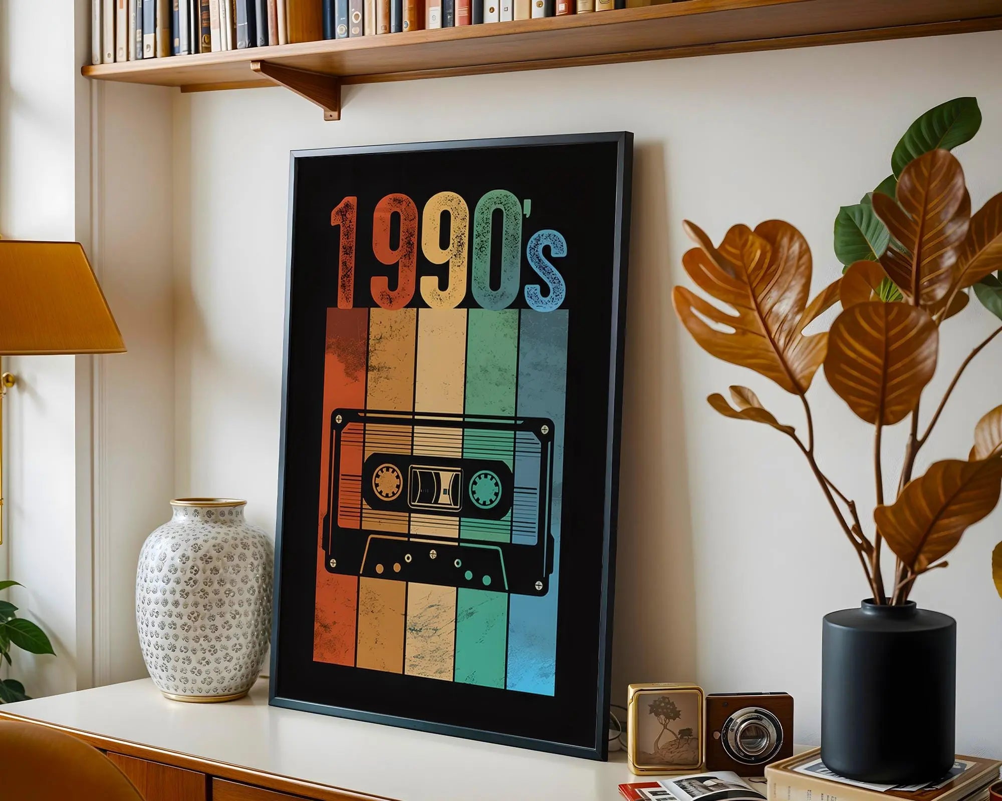 1990s Cassette Tape Art Print | Retro Music Poster wall art print, modern home decor, unframed artwork by Nomad & Nest