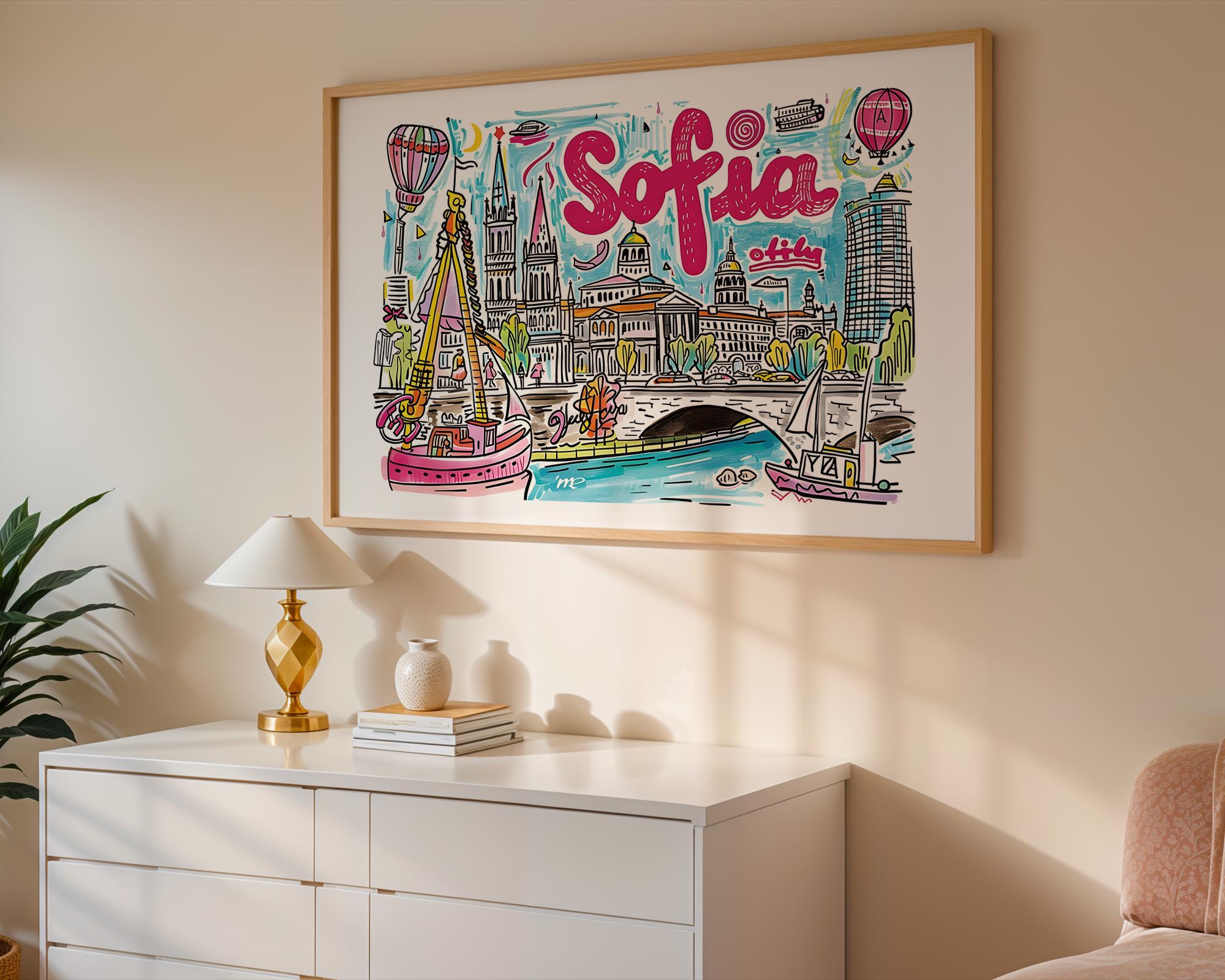 Sofia Bulgaria Art Print | Colorful European Travel Poster wall art print, modern home decor, unframed artwork by Nomad & Nest