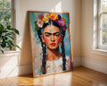 Frida Kahlo Portrait Print | Impasto Floral Crown, Mexican Folk Art wall art print, modern home decor, unframed artwork by Nomad & Nest
