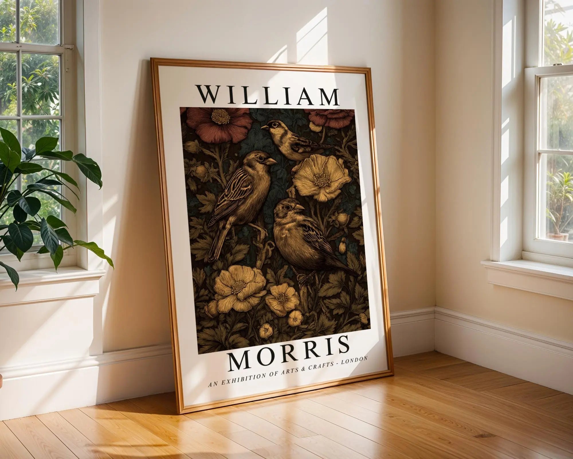 William Morris Print Botanical  | Vintage Bird & Poppy Poster wall art print, modern home decor, unframed artwork by Nomad & Nest