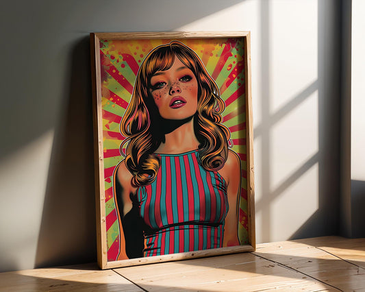 Modern Pop Art | Retro  Woman Print | Colorful 60s Mod Decor wall art print, modern home decor, unframed artwork by Nomad & Nest