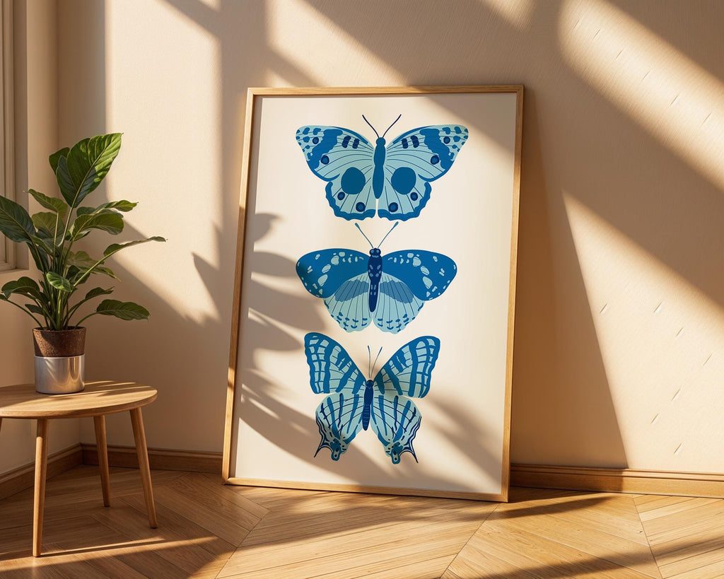 Blue Butterfly Print Set | Scandinavian Insect Wall Art wall art print, modern home decor, unframed artwork by Nomad & Nest