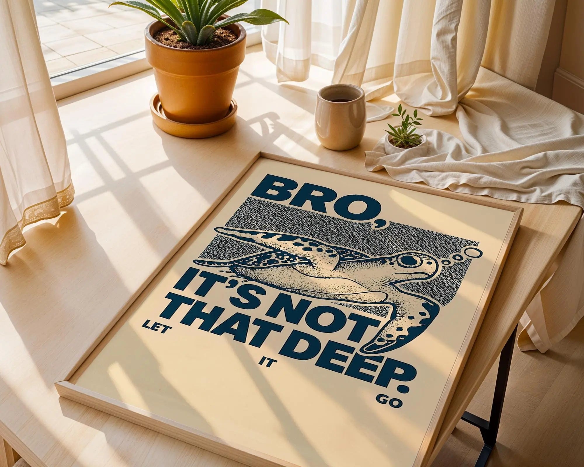 Bro Turtle Art Print | Funny Chill Life Decor wall art print, modern home decor, unframed artwork by Nomad & Nest