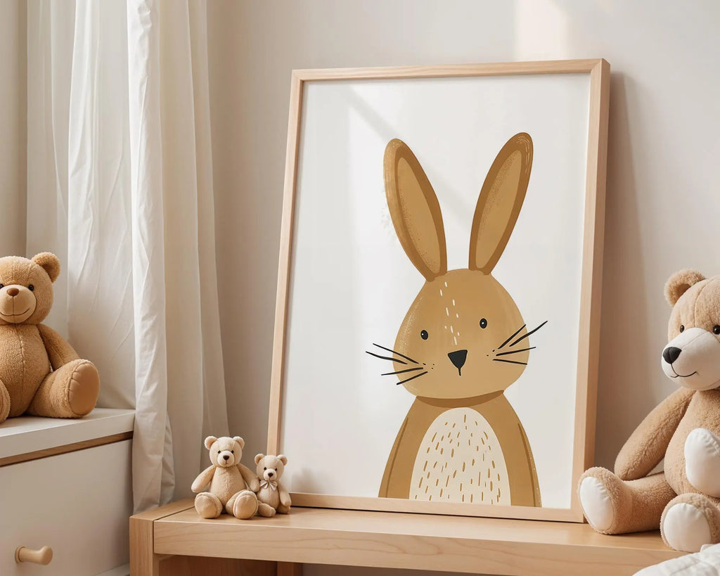Playroom Ideas | Gentle Bunny Nursery Wall Art | Woodland Baby Room Print wall art print, modern home decor, unframed artwork by Nomad & Nest