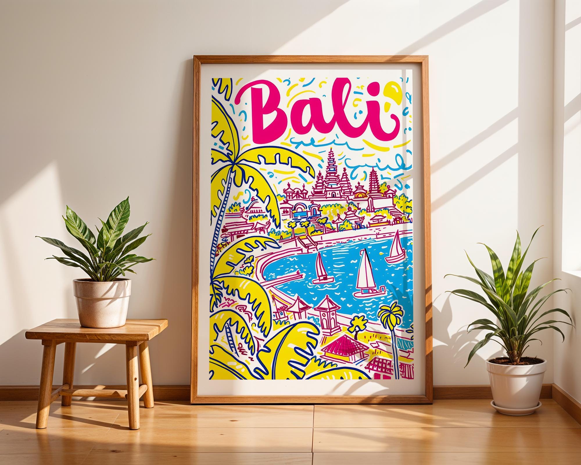 Bali Travel Poster | Colourful Island Art Print wall art print, modern home decor, unframed artwork by Nomad & Nest