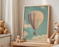 Playroom Ideas | Pastel Hot Air Balloon Nursery Art – Dreamy Baby Print wall art print, modern home decor, unframed artwork by Nomad & Nest