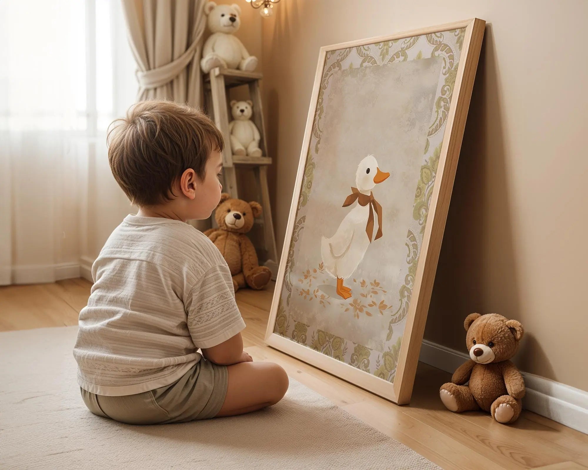 Playroom Ideas | Vintage Duck Nursery Wall Art | Storybook Farm Animal Print wall art print, modern home decor, unframed artwork by Nomad & Nest