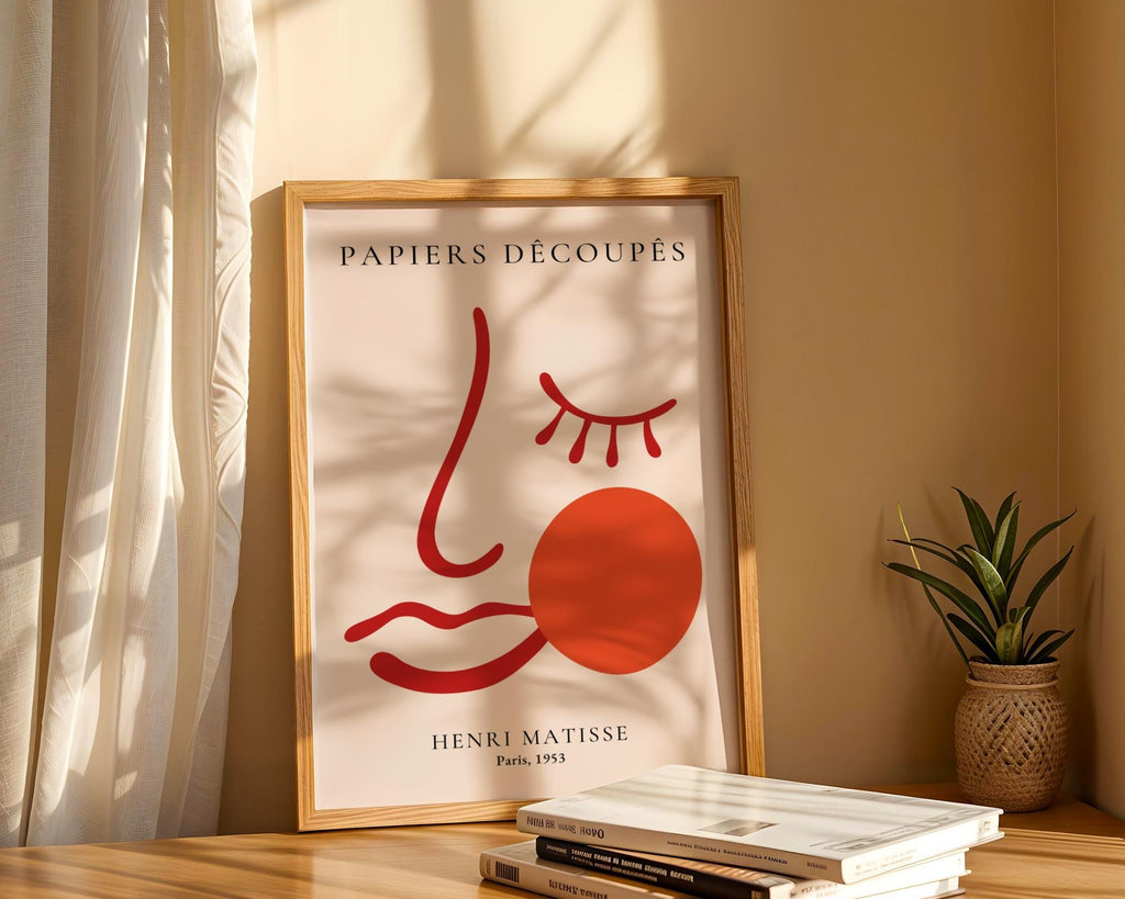 Henri Matisse Print | Inspired Face Line Art  | Orange Sun, Minimalist Modernist Poster wall art print, modern home decor, unframed artwork by Nomad & Nest