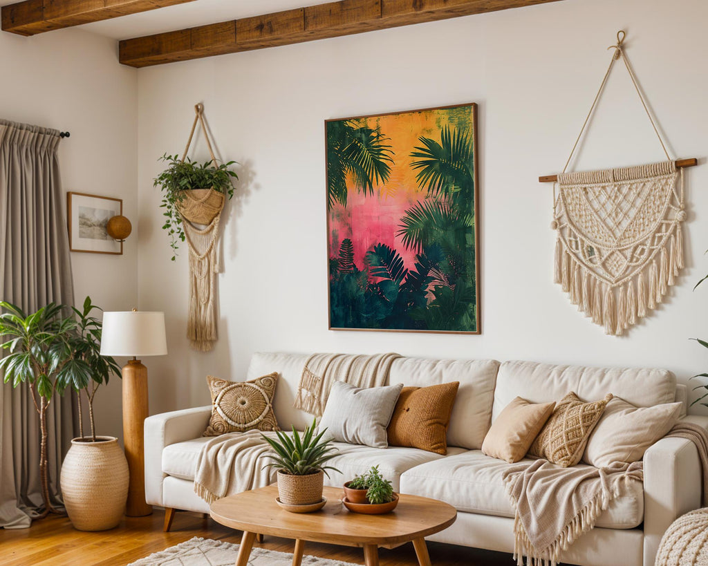 Modern Pop Art | Tropical Palm Leaf  Print | Psychedelic Sunset Jungle Decor wall art print, modern home decor, unframed artwork by Nomad & Nest
