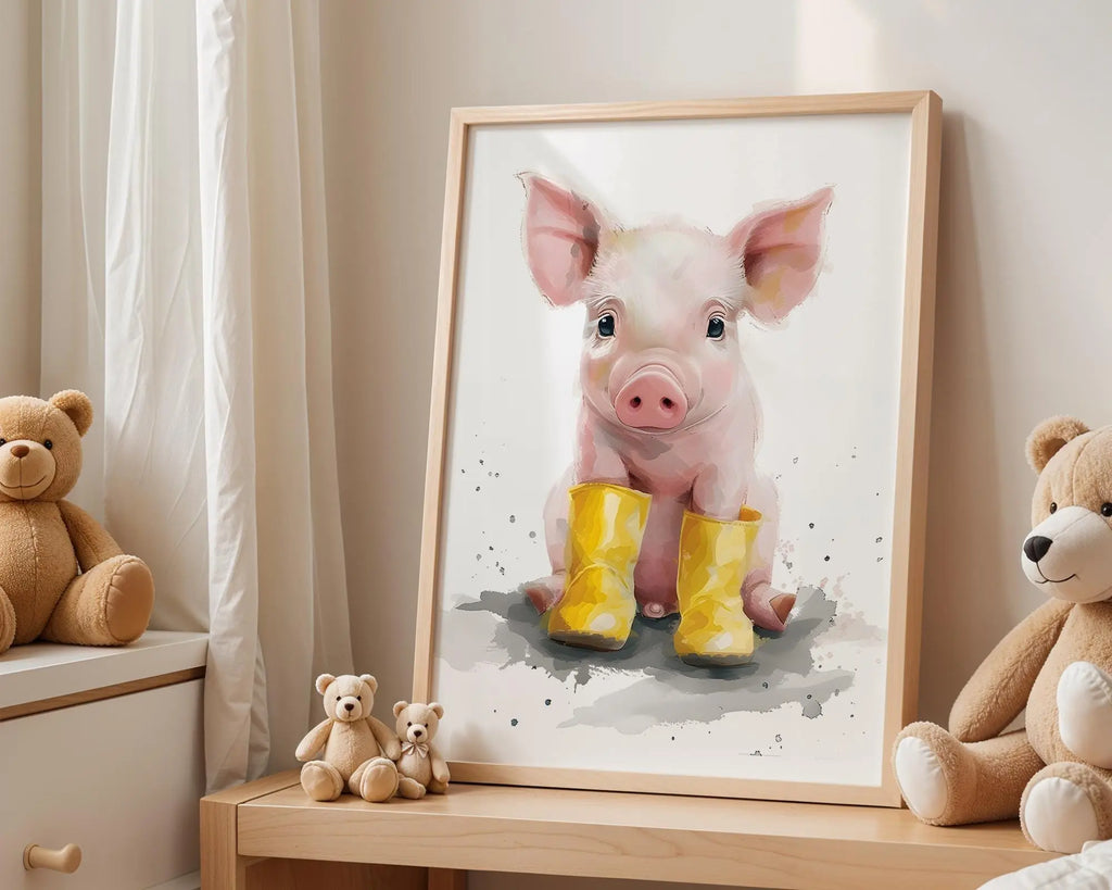 Playroom Ideas | Pig Nursery Wall Art | Farm Animal Baby Illustration wall art print, modern home decor, unframed artwork by Nomad & Nest
