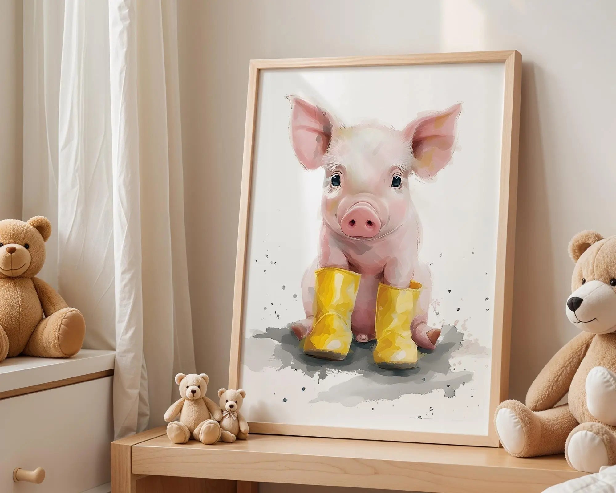 Playroom Ideas | Pig Nursery Wall Art | Farm Animal Baby Illustration wall art print, modern home decor, unframed artwork by Nomad & Nest
