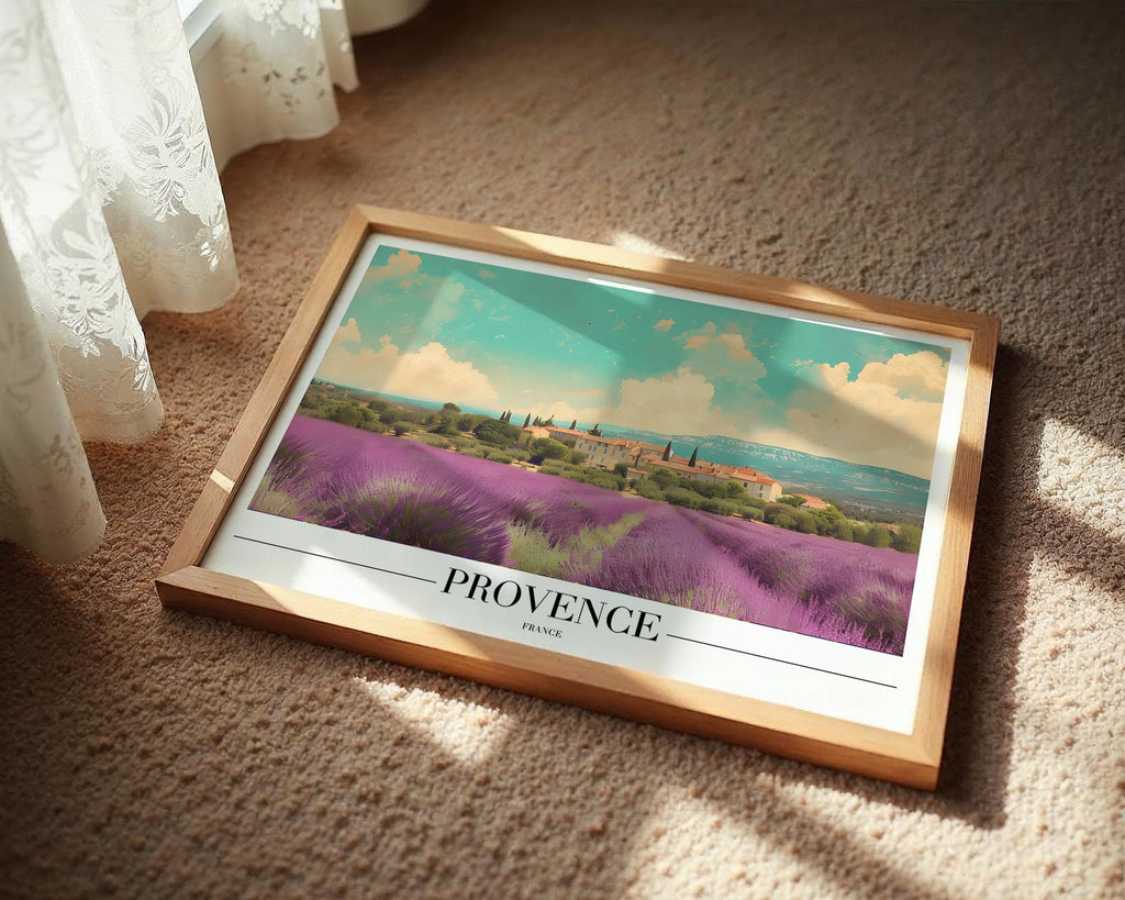 Provence Lavender Field Print | French Country Landscape Poster wall art print, modern home decor, unframed artwork by Nomad & Nest