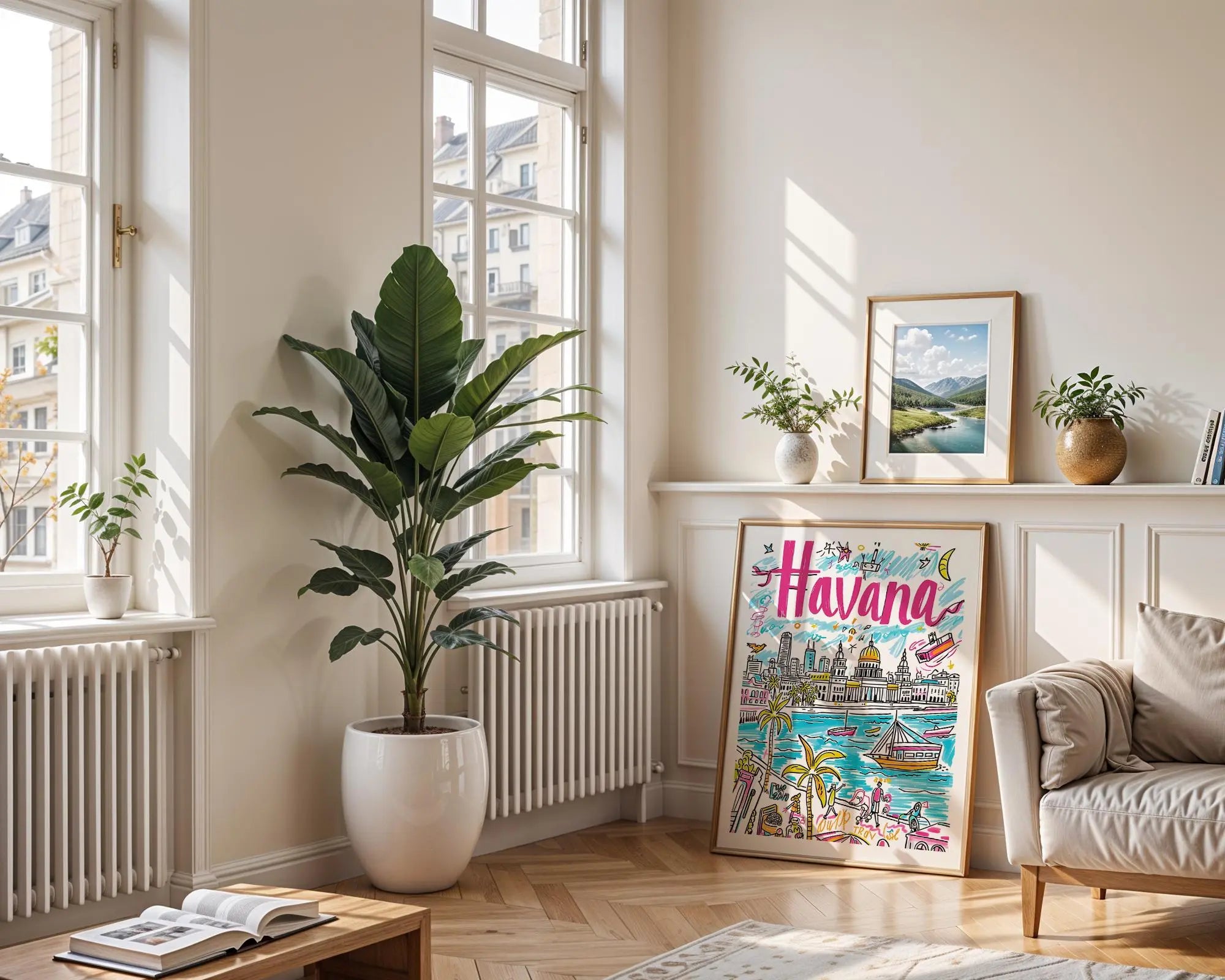 Havana Cuba Travel Poster | Retro Caribbean City Art Print wall art print, modern home decor, unframed artwork by Nomad & Nest