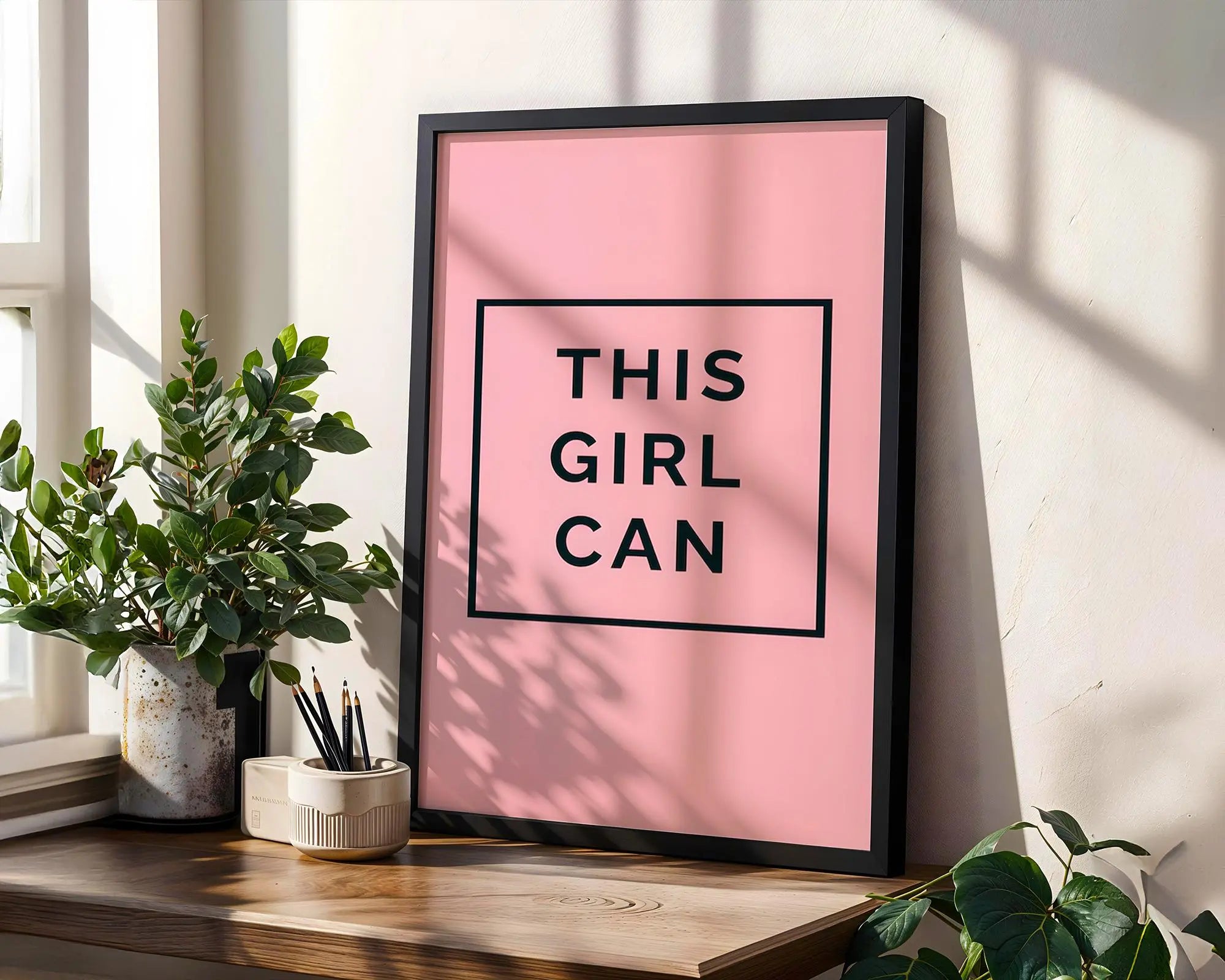 Positive Emotion | This Girl Can Wall Art | Minimal Typography | Soft Pink Empowerment Decor wall art print, modern home decor, unframed artwork by Nomad & Nest