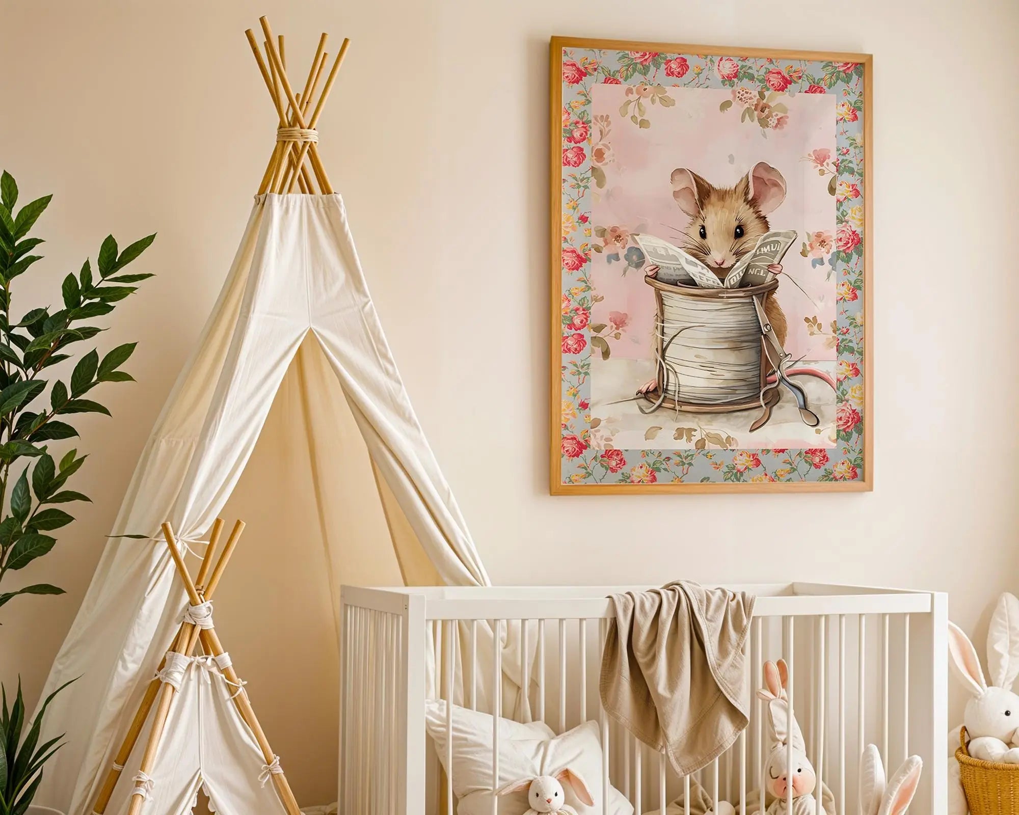 Playroom Ideas | Mouse Reading Nursery Wall Art | Vintage Animal Storybook Print wall art print, modern home decor, unframed artwork by Nomad & Nest