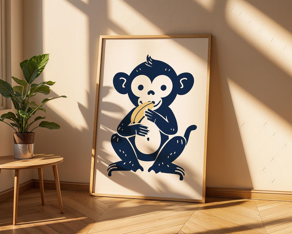 Monkey Wall Art Print | Playful Animal Nursery Decor wall art print, modern home decor, unframed artwork by Nomad & Nest