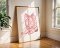 Pink Daisy Cowboy Boots Print | Girly Western Wall Art wall art print, modern home decor, unframed artwork by Nomad & Nest