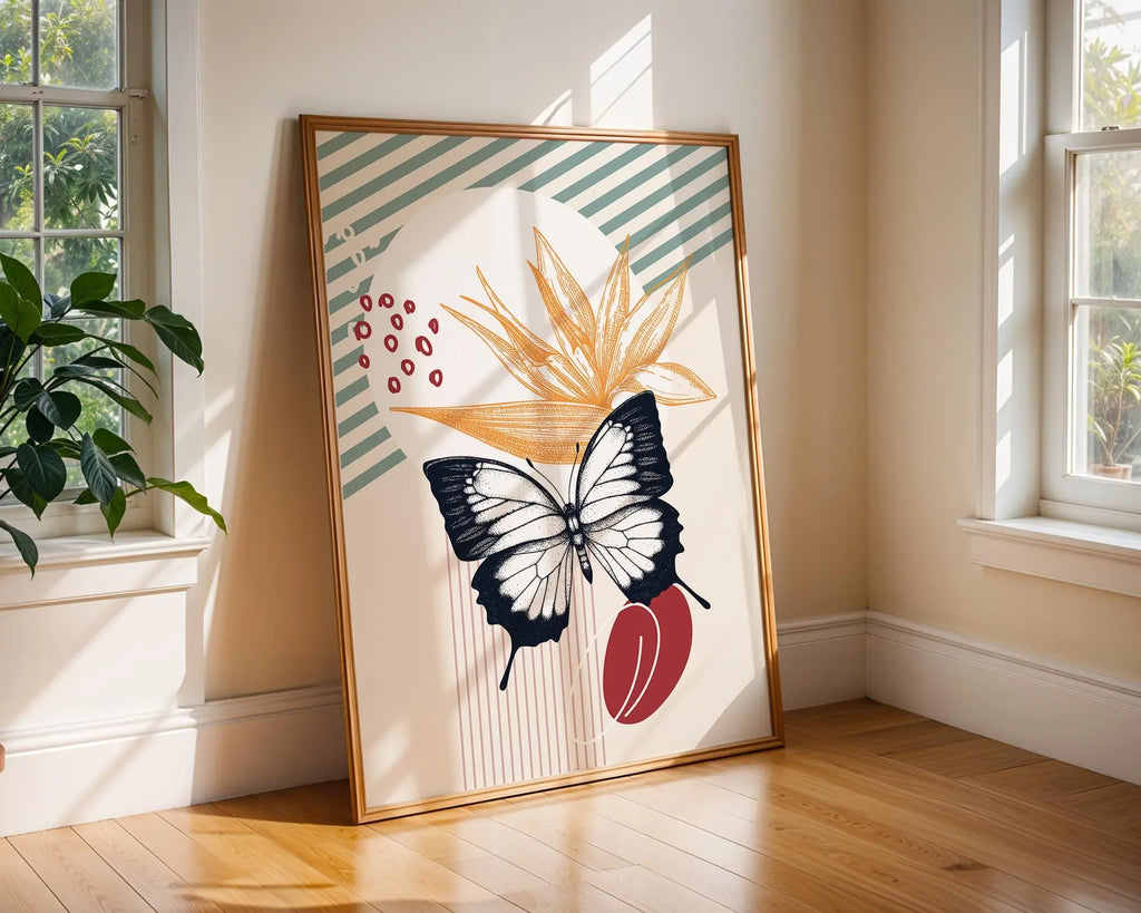 Butterfly Botanical Art Print | Vintage Tropical Insect Poster wall art print, modern home decor, unframed artwork by Nomad & Nest