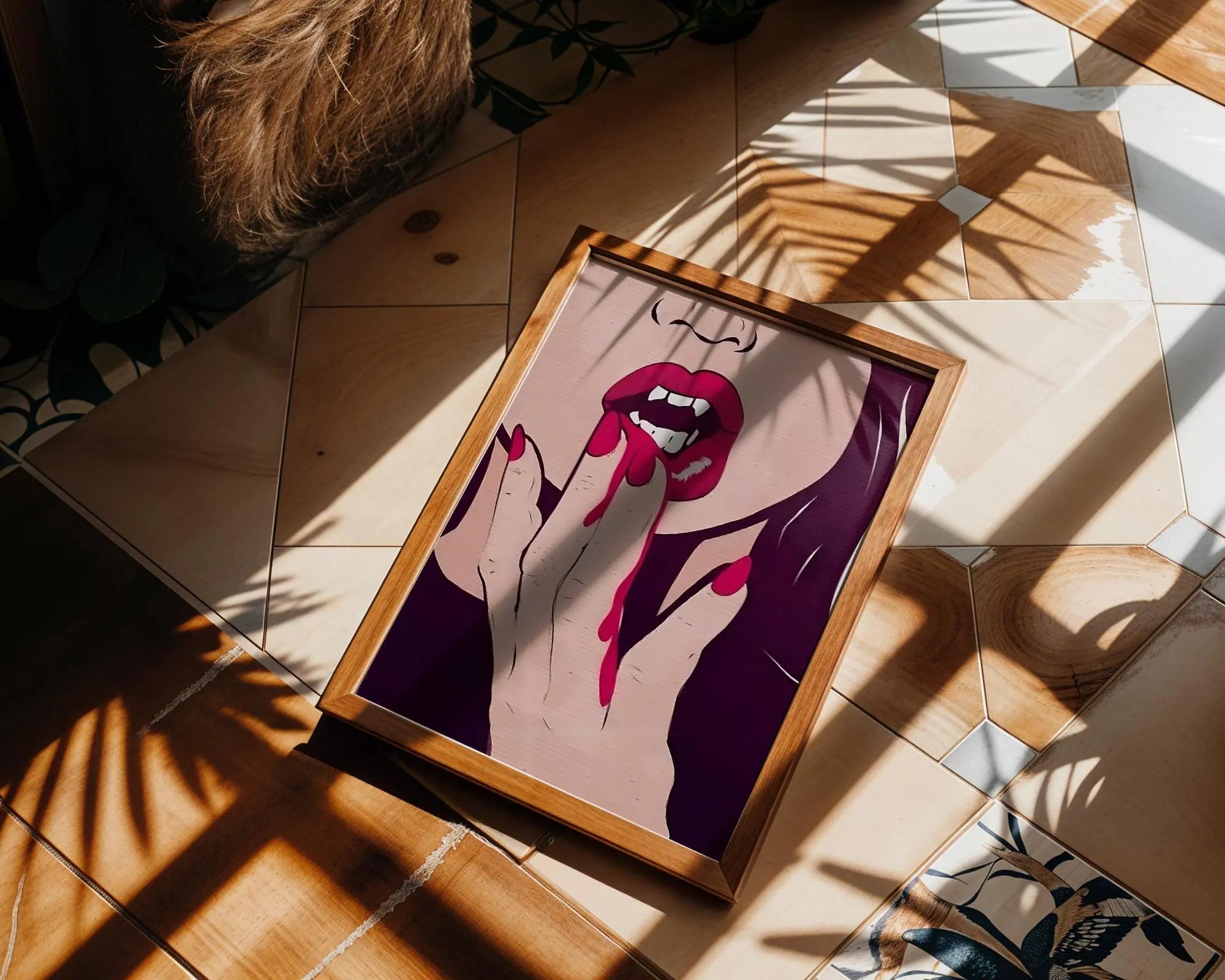 Modern Pop Art | Vampire Lips  Print | Edgy Gothic Fang Poster wall art print, modern home decor, unframed artwork by Nomad & Nest