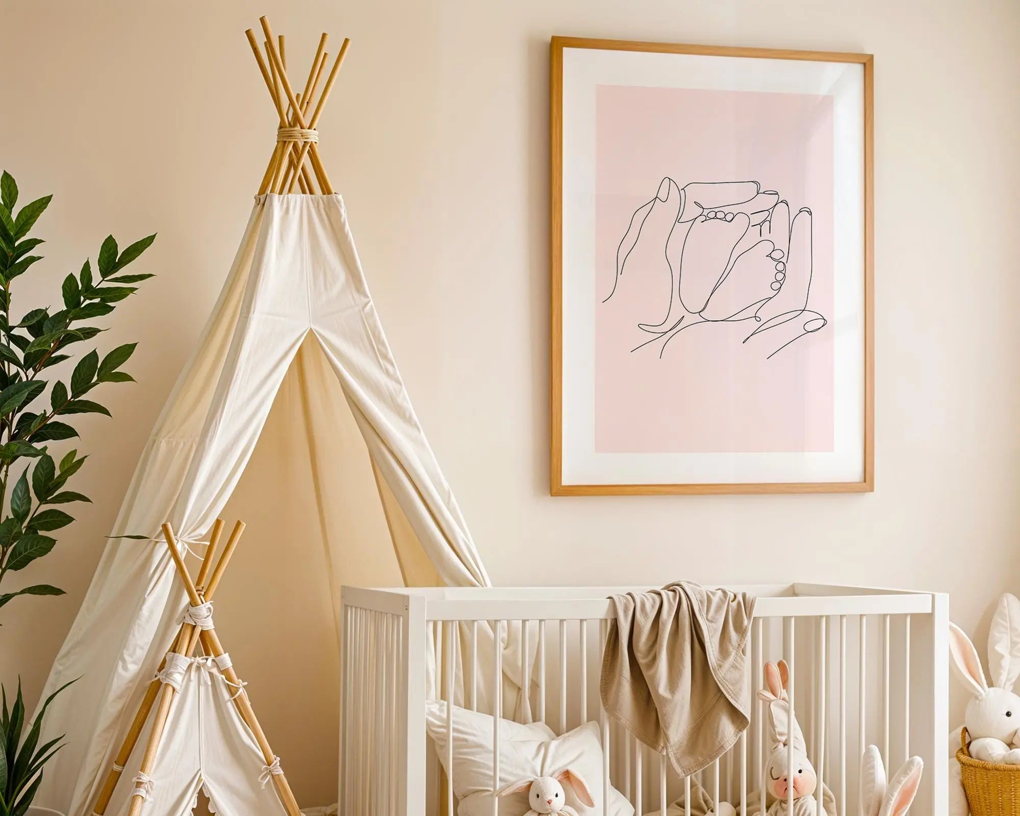 Playroom Ideas | Parent Baby Line Art Print | Soft Pink Nursery Wall Art wall art print, modern home decor, unframed artwork by Nomad & Nest