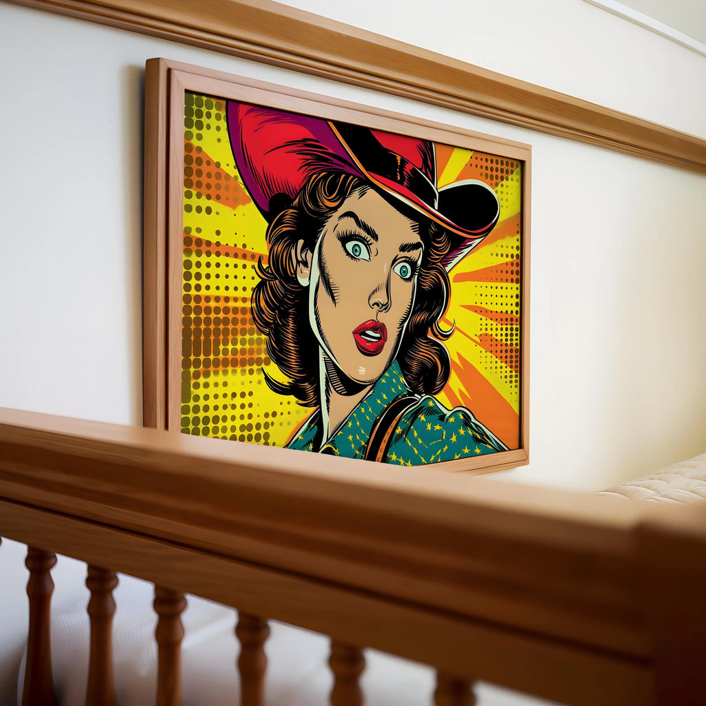 Modern Pop Art | Cowgirl Print, Retro Comic Book Style, Colorful Western wall art print, modern home decor, unframed artwork by Nomad & Nest