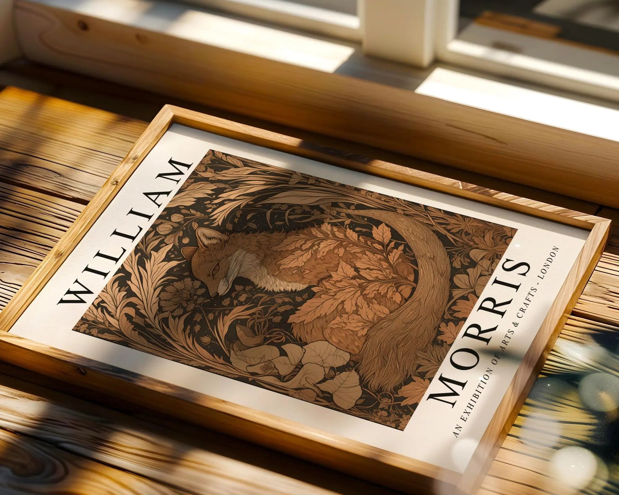 William Morris Print Sleeping Fox  |  Botanical Art, Copper Woodland Decor wall art print, modern home decor, unframed artwork by Nomad & Nest