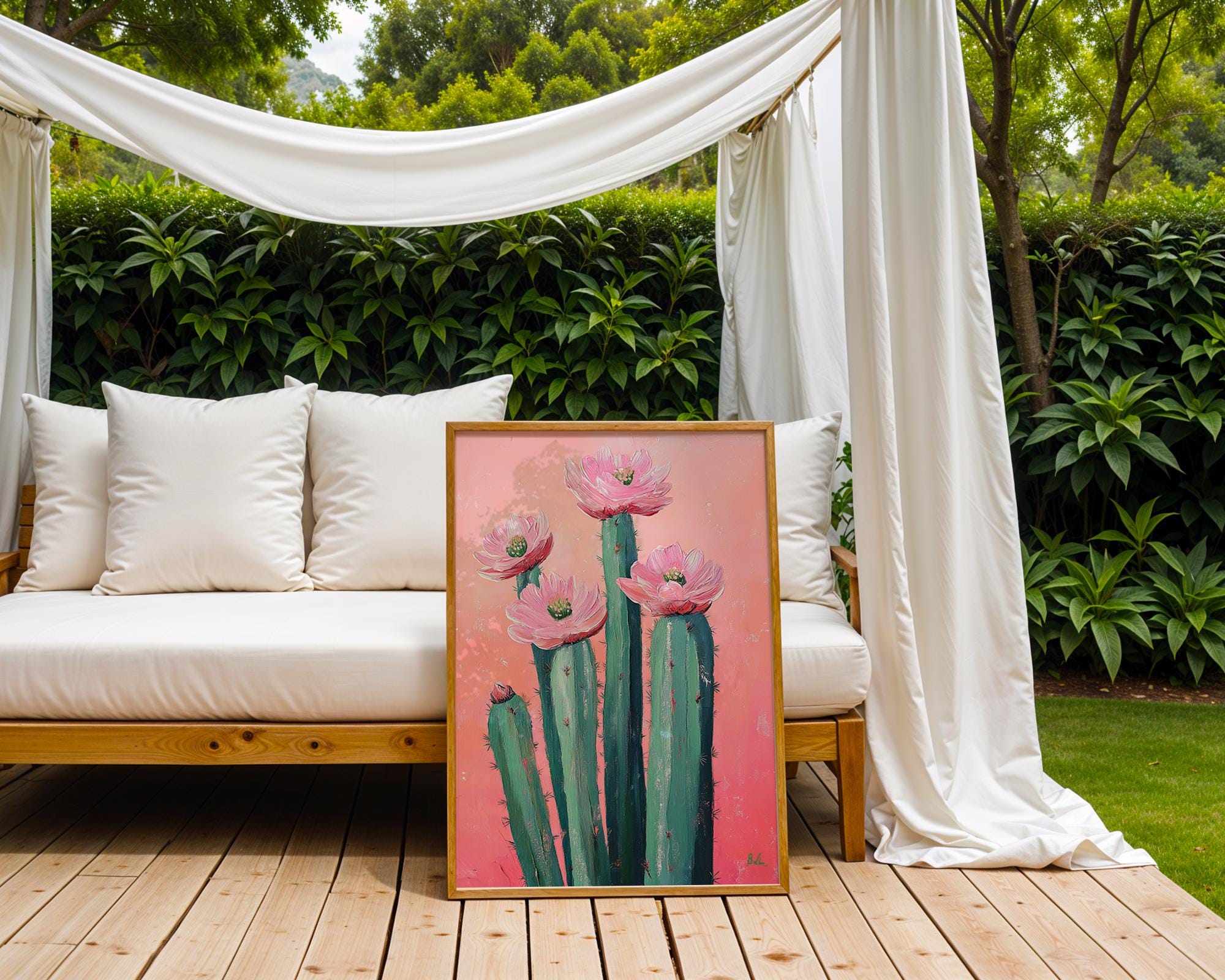 Pink Cactus Flower Print | Botanical Desert Wall Art wall art print, modern home decor, unframed artwork by Nomad & Nest