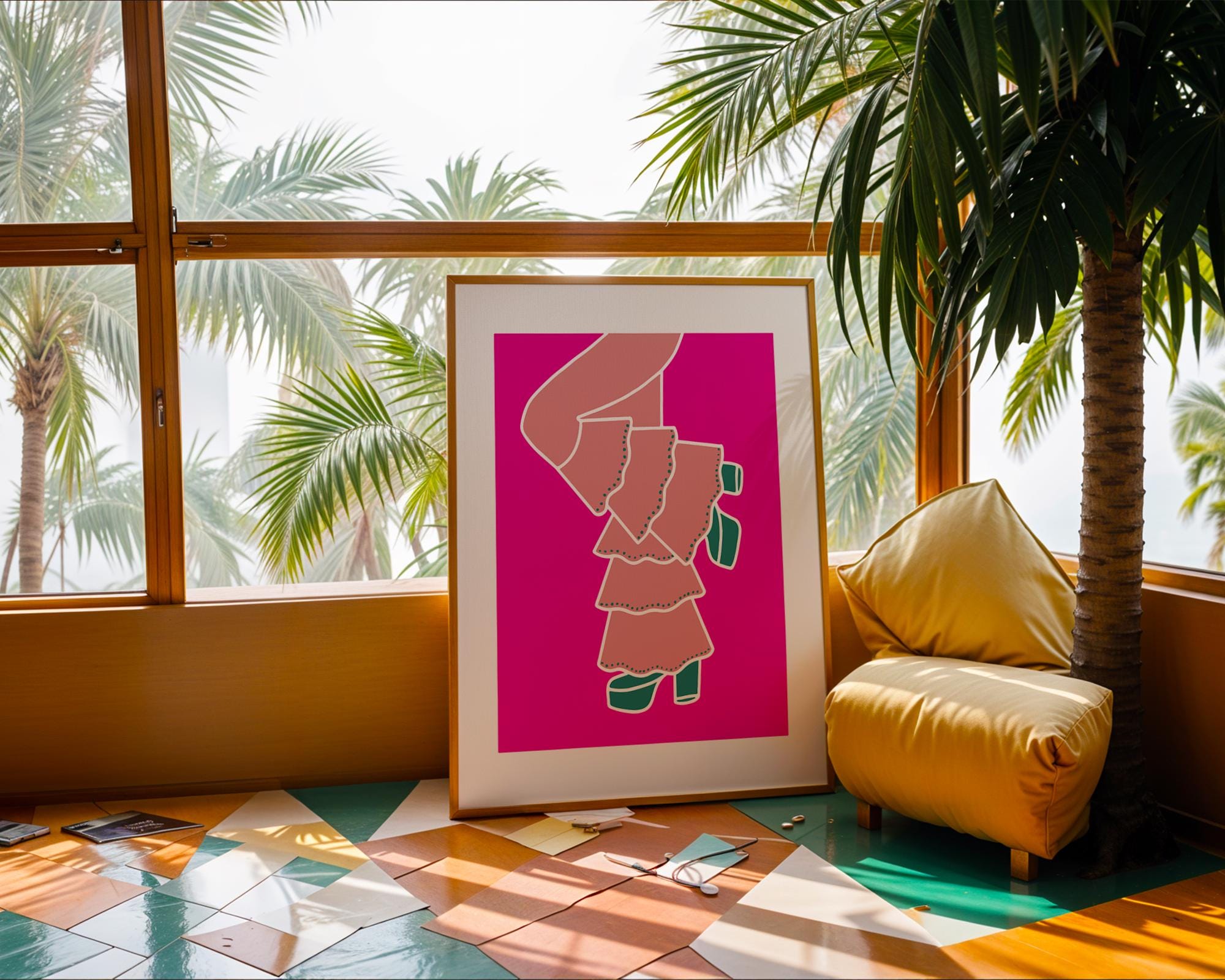 Pink Platform Heels Art Print | 70s Fashion Poster wall art print, modern home decor, unframed artwork by Nomad & Nest