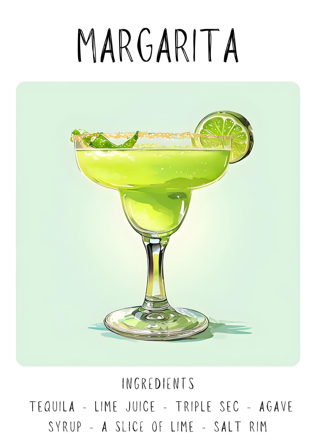 Margarita Cocktail Art Print | Minimalist Bar Cart Poster wall art print, modern home decor, unframed artwork by Nomad & Nest