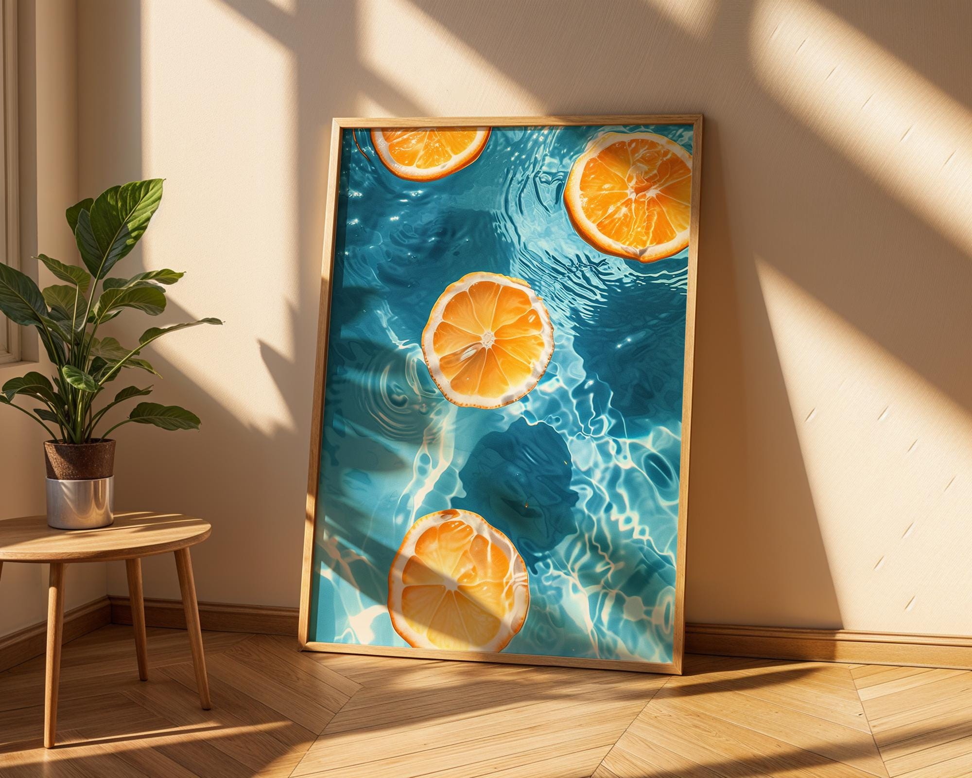 Colourful Prints | Citrus Pool Art Print | Summer Orange Slice Poster wall art print, modern home decor, unframed artwork by Nomad & Nest