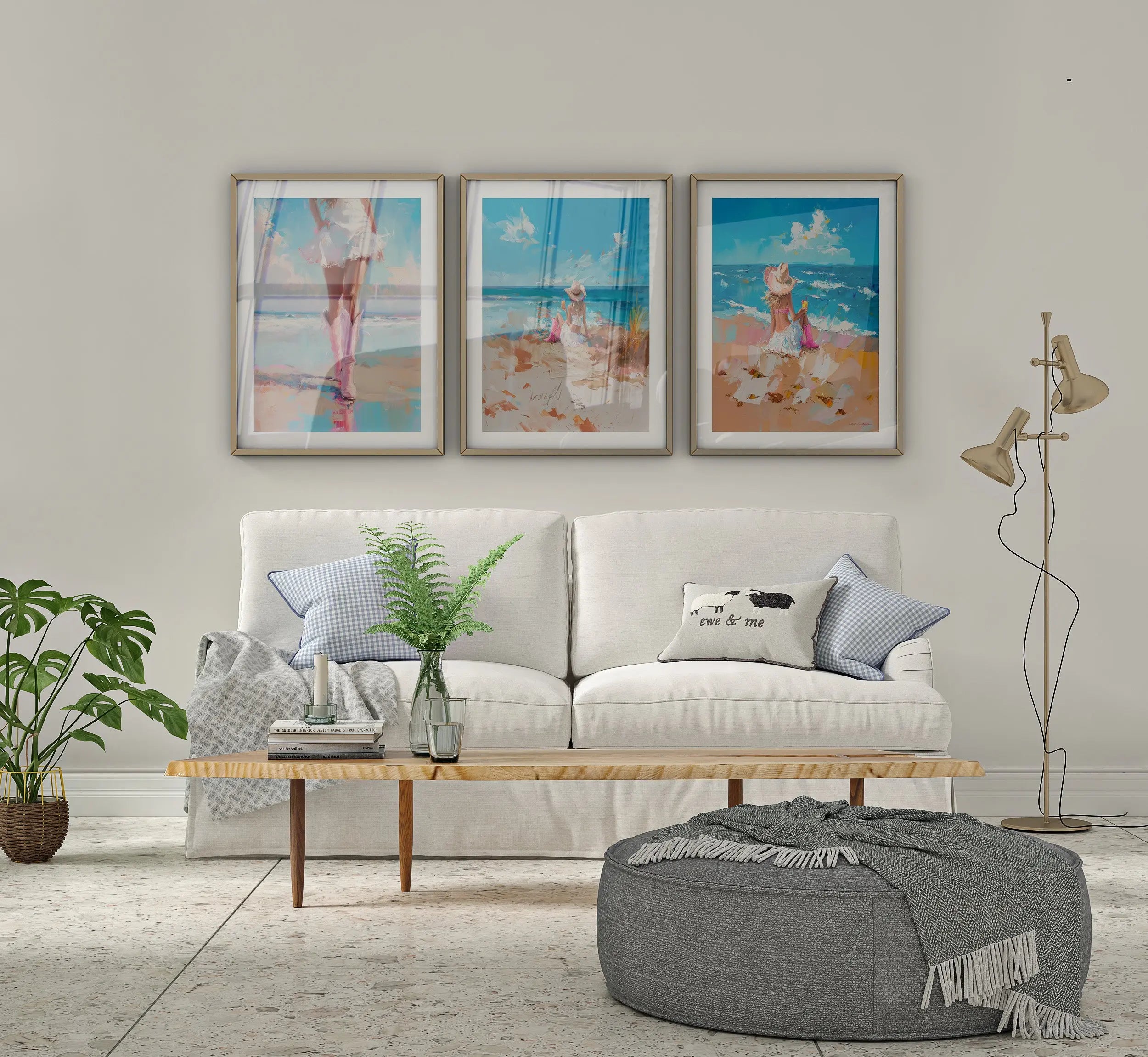 Colourful Prints | Coastal Beach Girl Art Prints | Painterly Seaside Decor (Set of 3) wall art print, modern home decor, unframed artwork by Nomad & Nest