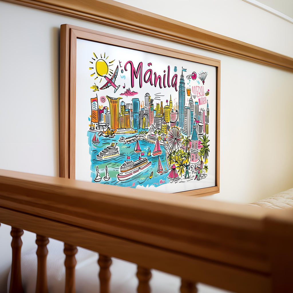 Manila Philippines Art Print | Colorful Cityscape Travel Poster wall art print, modern home decor, unframed artwork by Nomad & Nest