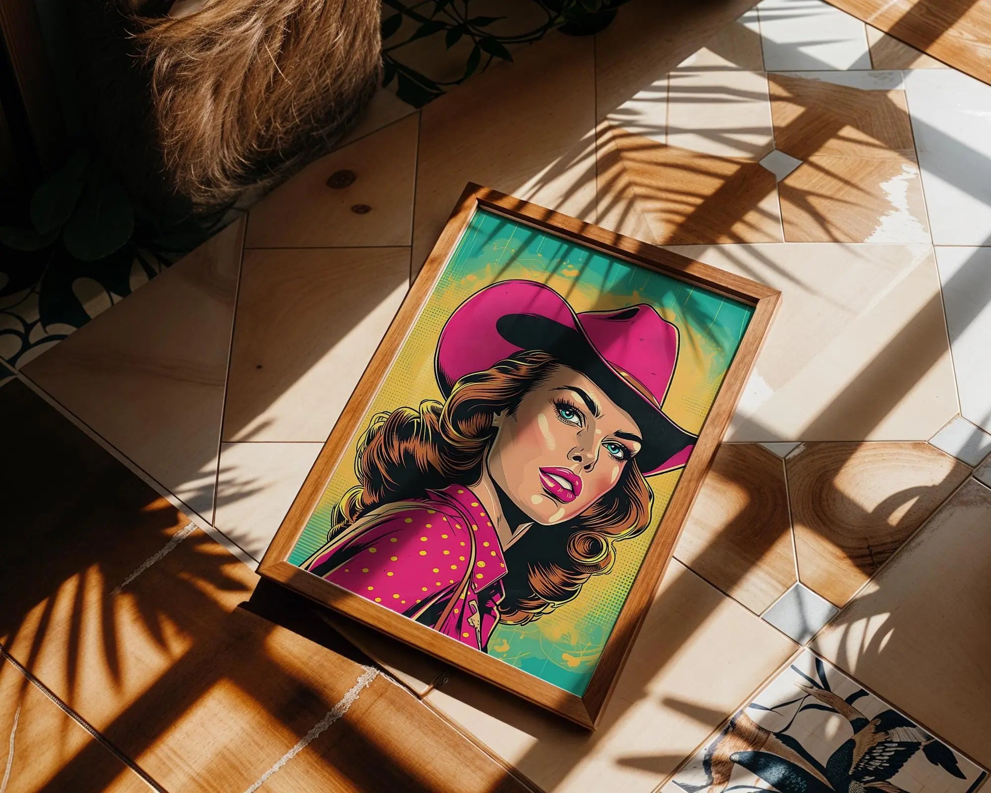 Modern Pop Art | Retro Cowgirl  Print | Pink Western Comic wall art print, modern home decor, unframed artwork by Nomad & Nest