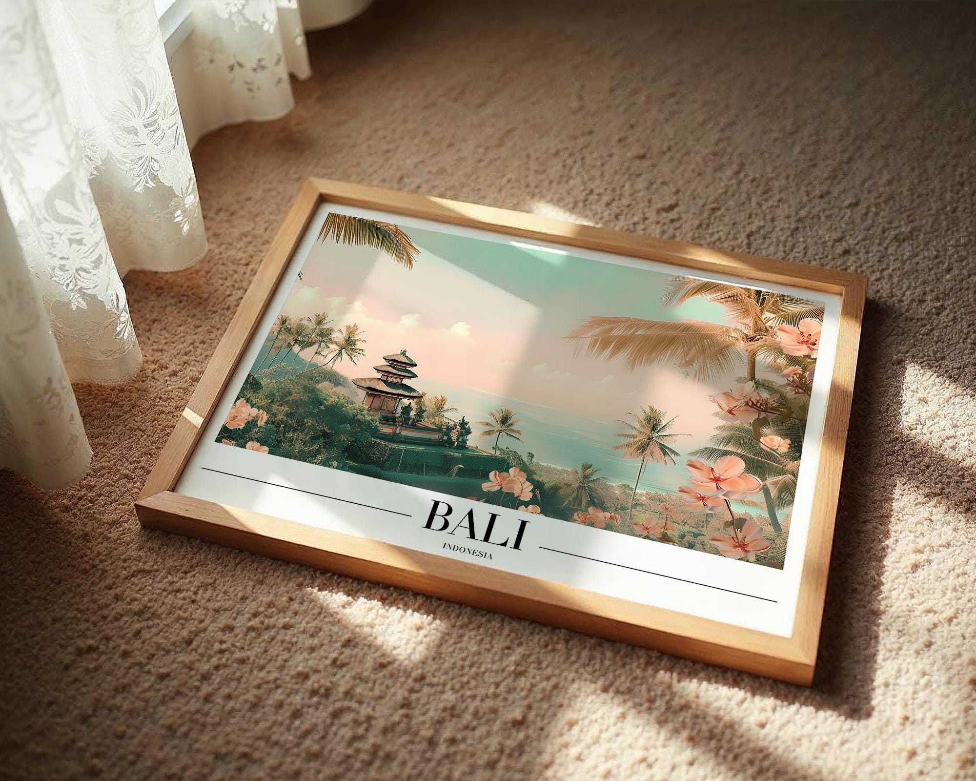 Bali Travel Poster | Tropical Beach Sunset Art Print wall art print, modern home decor, unframed artwork by Nomad & Nest