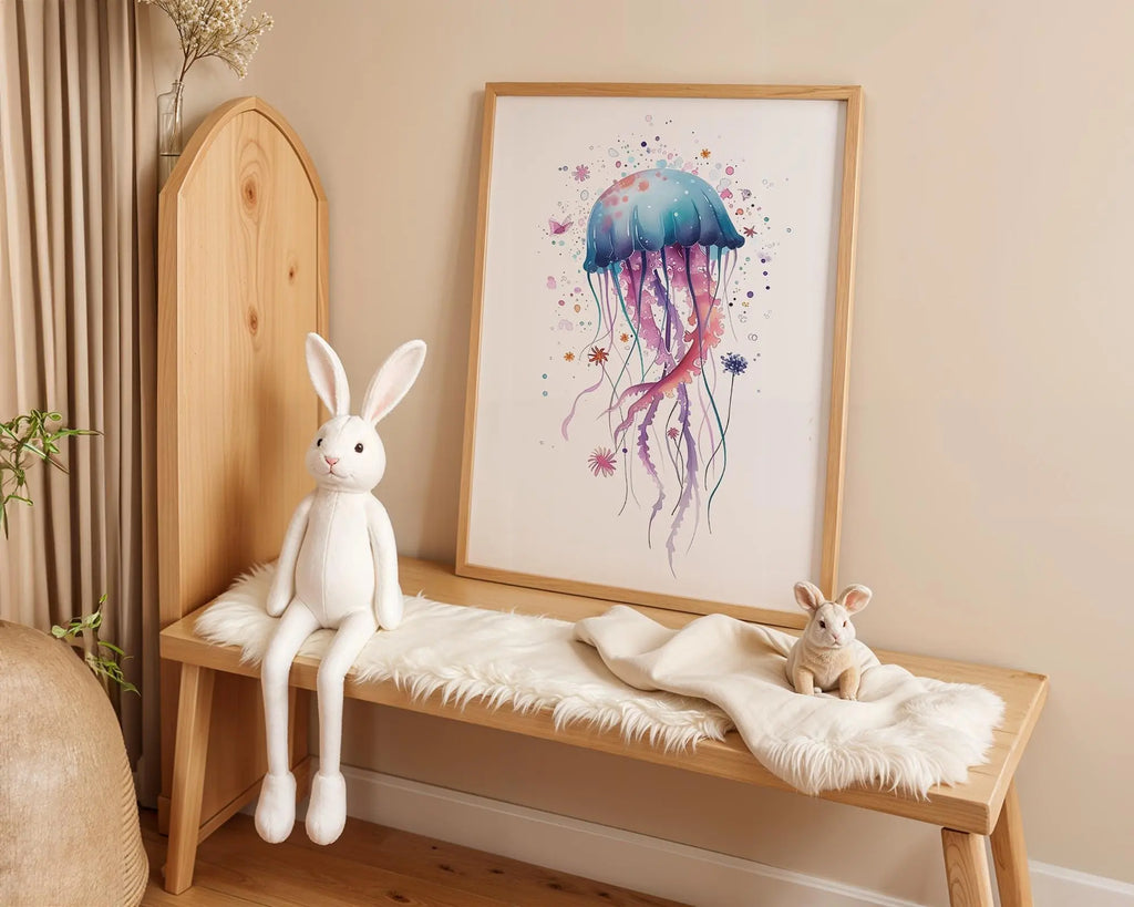 Playroom Ideas | Colourful Jellyfish Nursery Art | Underwater Ocean Wall Print wall art print, modern home decor, unframed artwork by Nomad & Nest