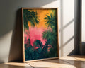Modern Pop Art | Tropical Palm Leaf  Print | Psychedelic Sunset Jungle Decor wall art print, modern home decor, unframed artwork by Nomad & Nest