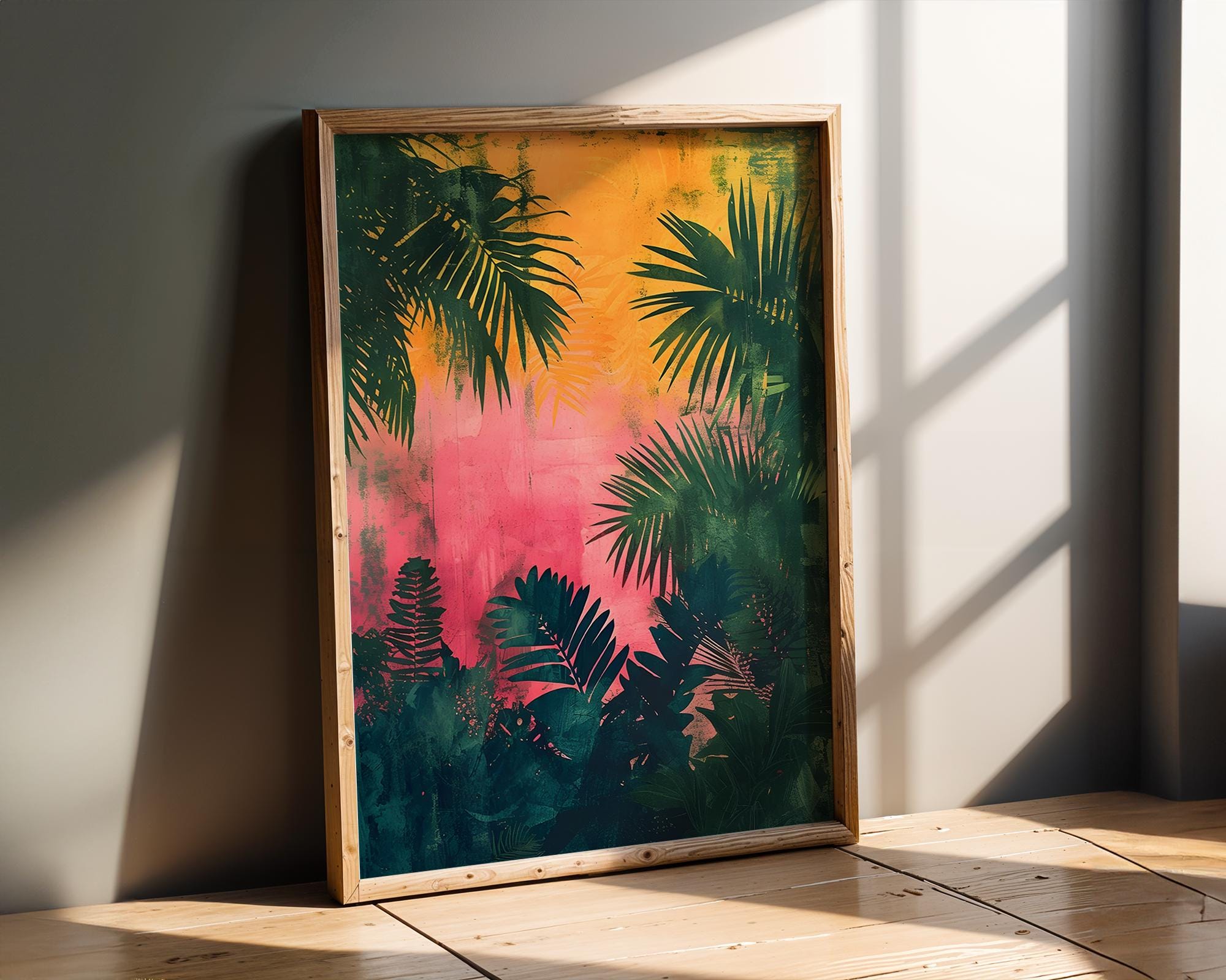 Modern Pop Art | Tropical Palm Leaf  Print | Psychedelic Sunset Jungle Decor wall art print, modern home decor, unframed artwork by Nomad & Nest