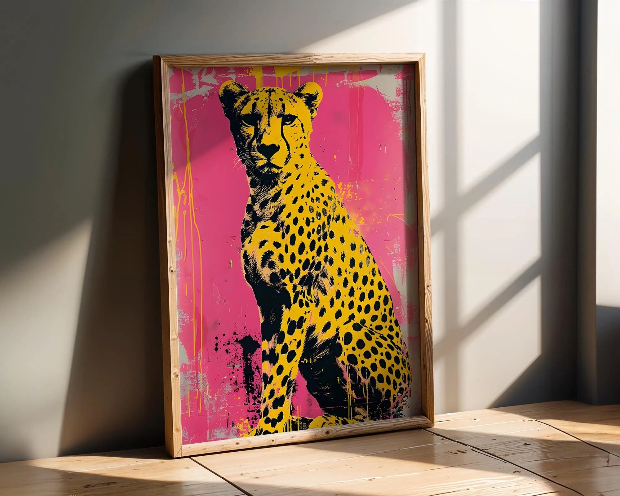 Modern Pop Art | Cheetah Print | Yellow & Black Graffiti Animal Poster wall art print, modern home decor, unframed artwork by Nomad & Nest