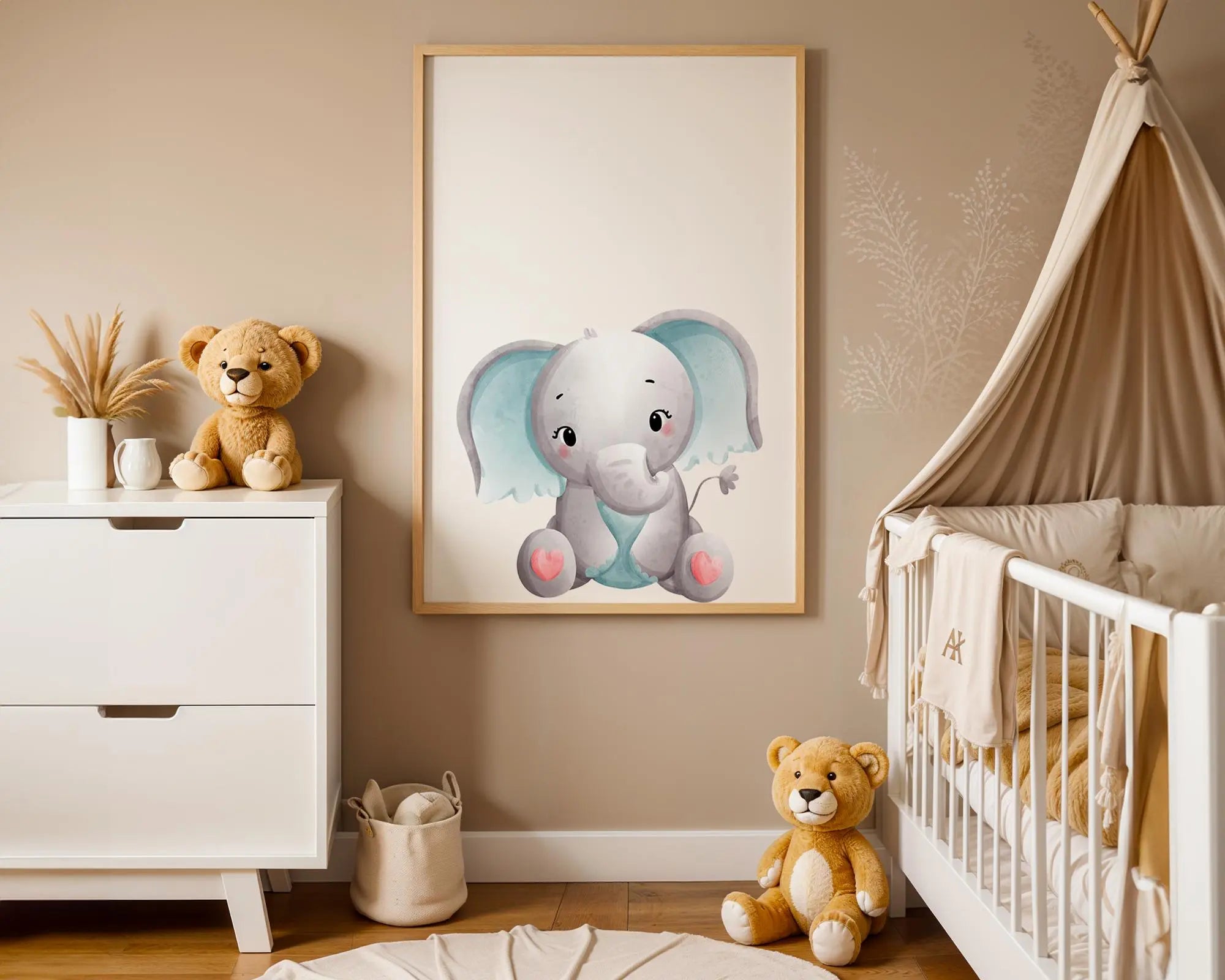 Playroom Ideas | Elephant Nursery Print | Fun Sitting Animal Wall Art wall art print, modern home decor, unframed artwork by Nomad & Nest
