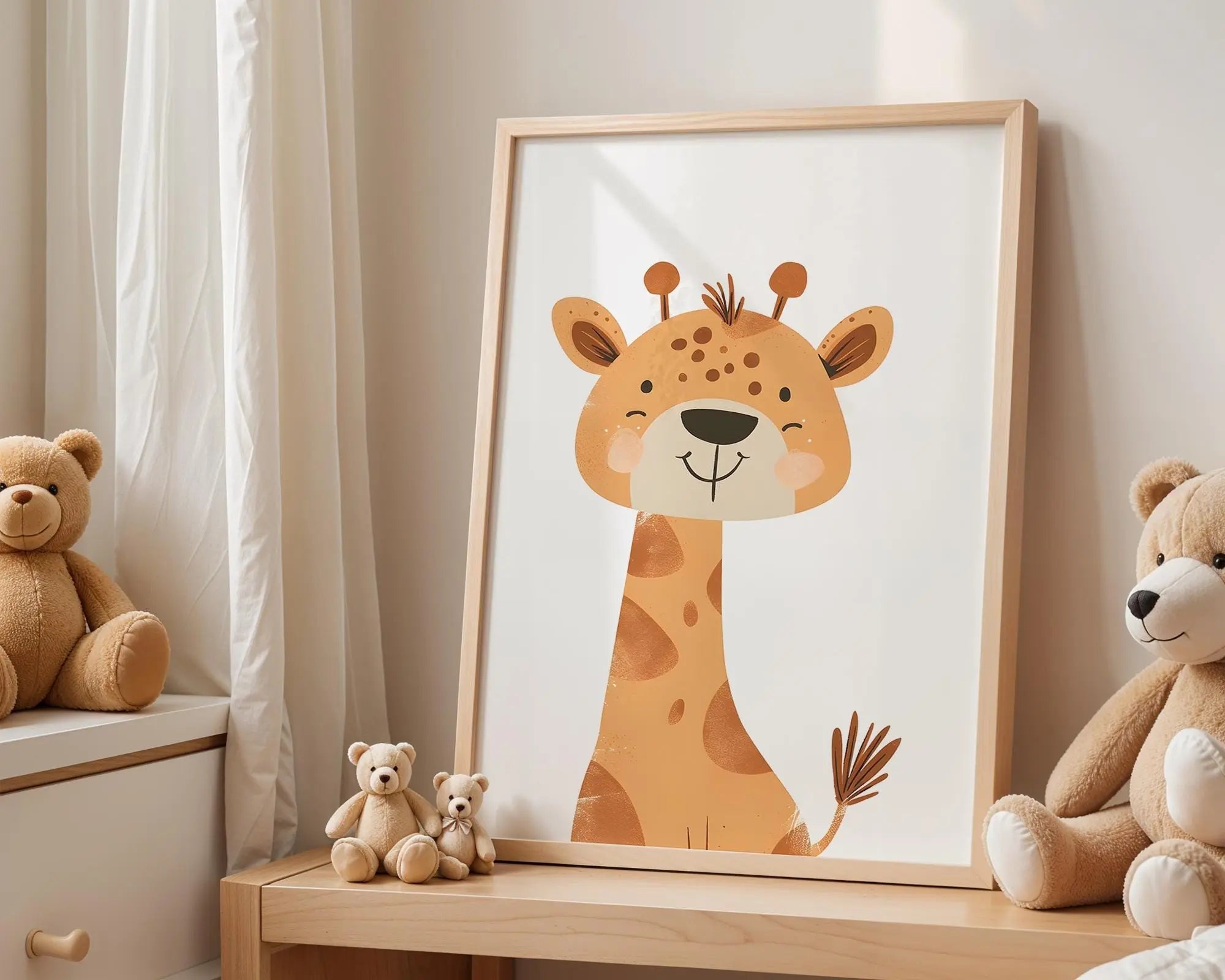 Playroom Ideas | Happy Giraffe Nursery Wall Art | Safari Animal Baby Print wall art print, modern home decor, unframed artwork by Nomad & Nest