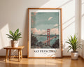 Golden Gate Bridge Print | San Francisco Retro Travel Poster wall art print, modern home decor, unframed artwork by Nomad & Nest