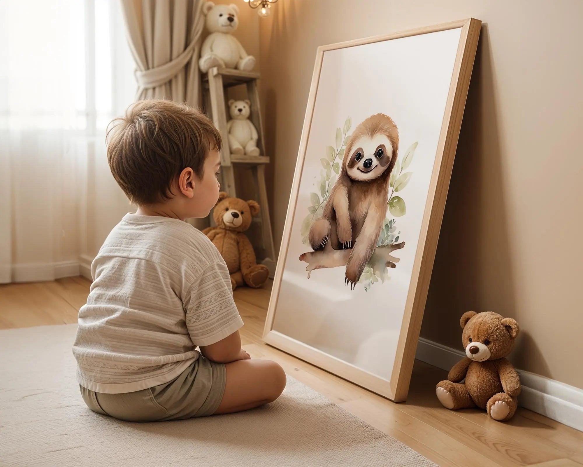 Playroom Ideas | Sloth Nursery Wall Art | Jungle Animal Baby Illustration wall art print, modern home decor, unframed artwork by Nomad & Nest