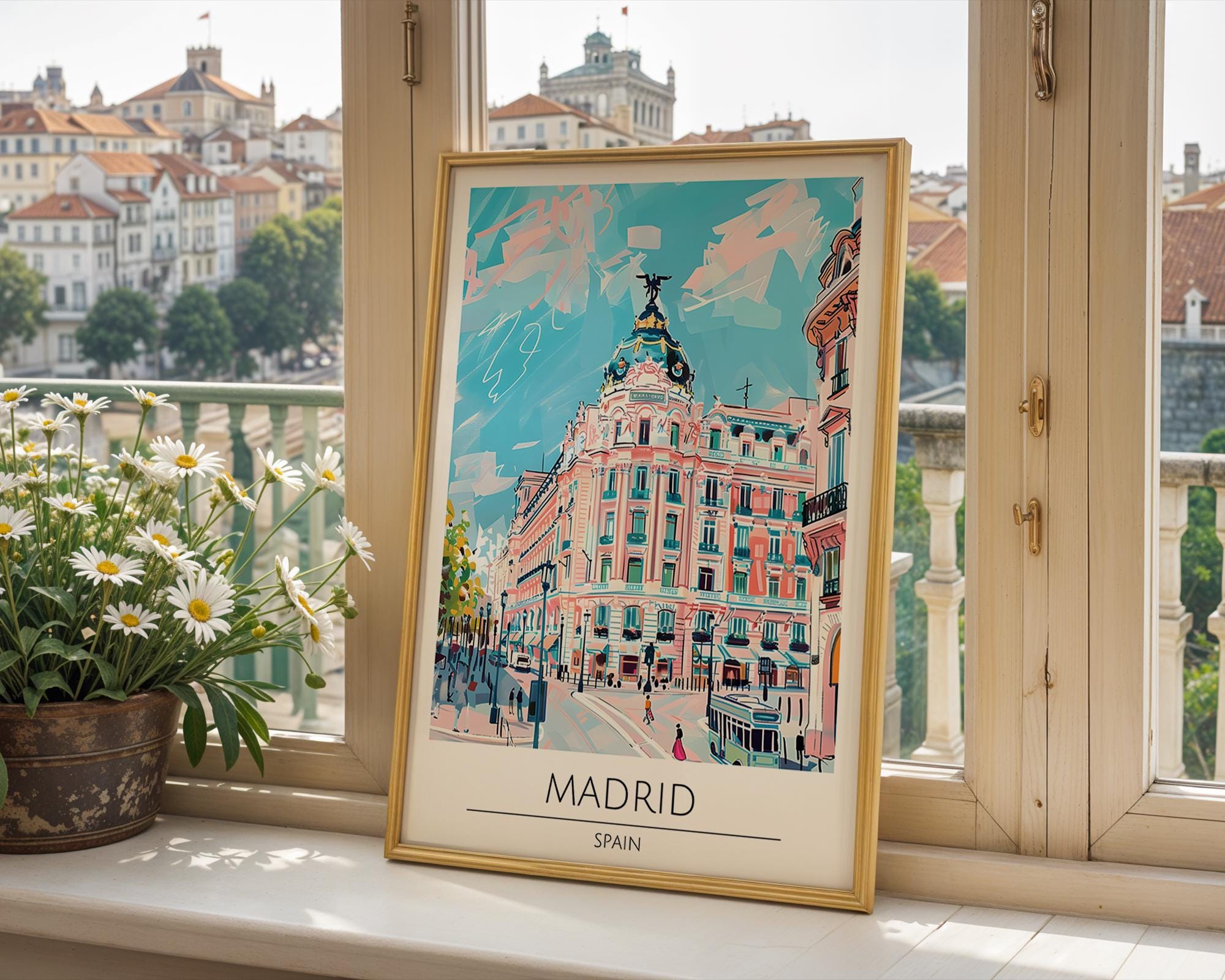Madrid Travel Poster | Gran Vía Metropolis Building Art Print wall art print, modern home decor, unframed artwork by Nomad & Nest