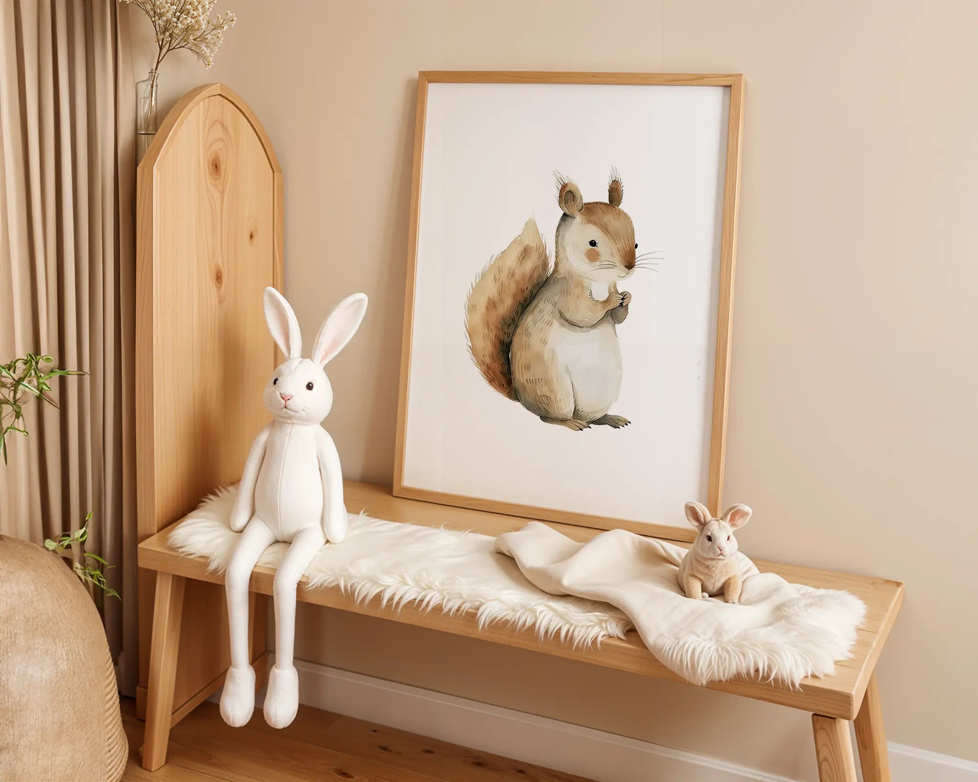 Playroom Ideas | Squirrel Nursery Wall Art | Woodland Animal Baby Illustration wall art print, modern home decor, unframed artwork by Nomad & Nest