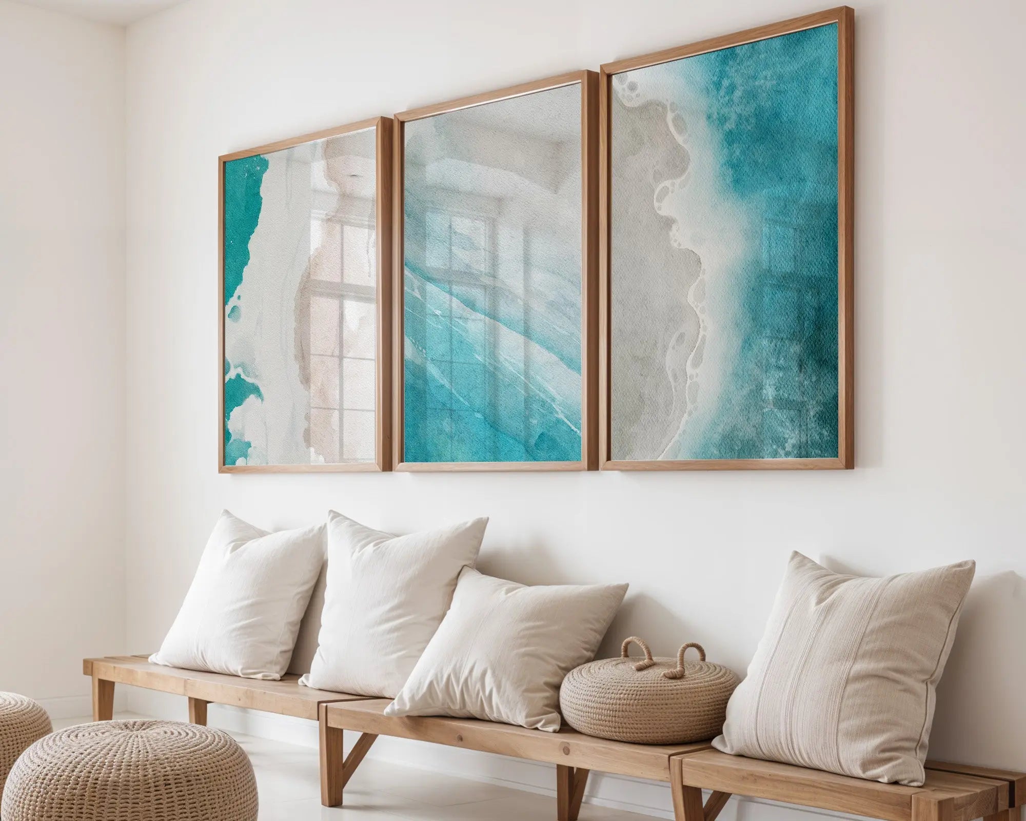 Colourful Prints | Abstract Ocean Art Prints Set | Blue Watercolor Coastal Wall Decor wall art print, modern home decor, unframed artwork by Nomad & Nest