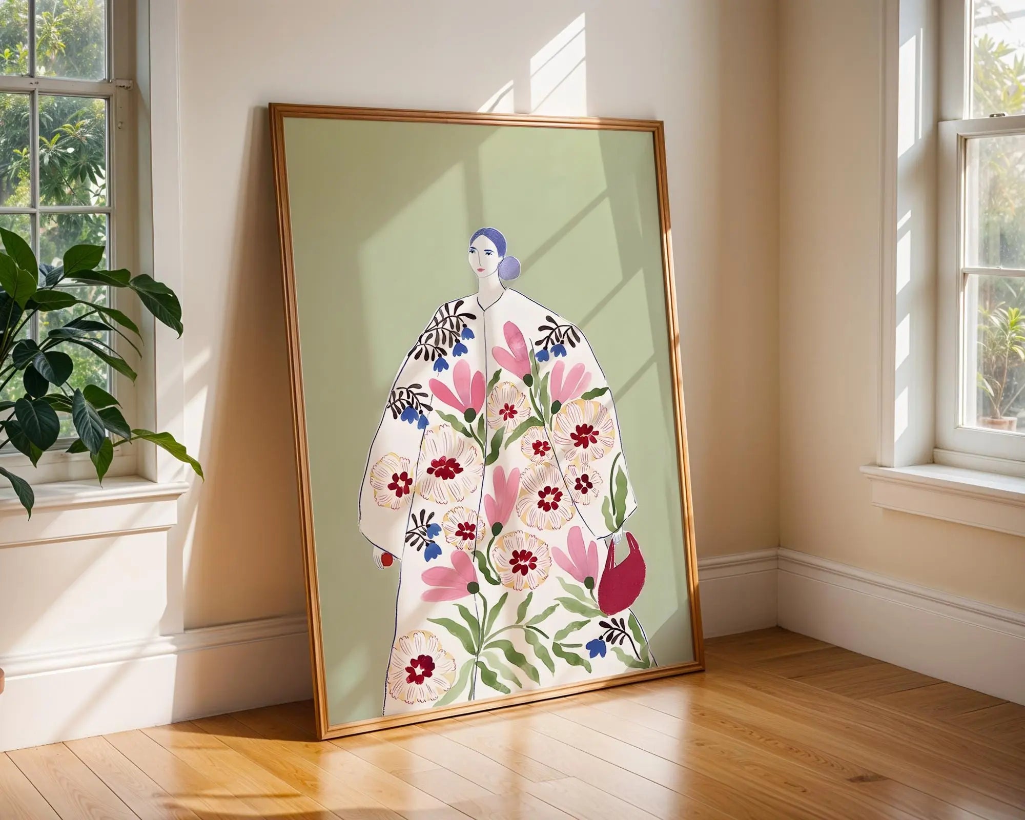Floral Woman Art Print | Modern Fashion Illustration, Stylish Home Decor wall art print, modern home decor, unframed artwork by Nomad & Nest