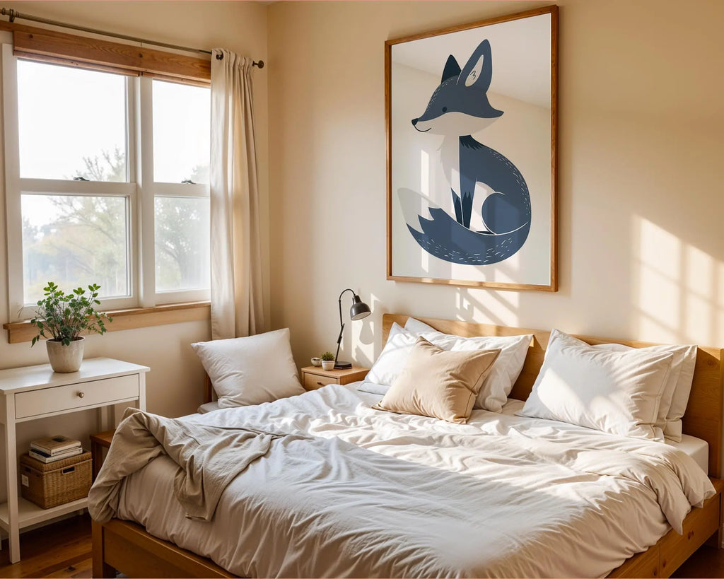 Blue Fox Nursery Print, Scandinavian Woodland Animal Poster wall art print, modern home decor, unframed artwork by Nomad & Nest